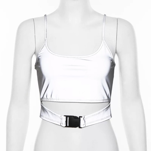 Silver reflective buckle crop top - Picture 10 of 16